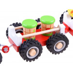 Drevený traktor s prívesom a zvieratkami 